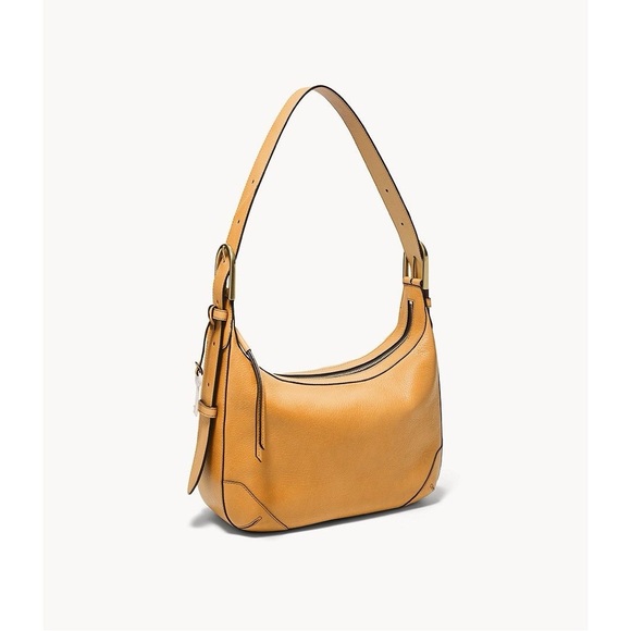 New Fossil Hannah Hobo Amber Gold Leather Bag - Picture 4 of 16